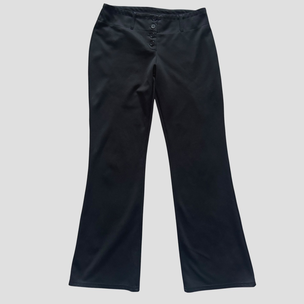 Vintage Y2K ENT Entourage Black Flare Leg Trousers Low Rise Pants corporate goth